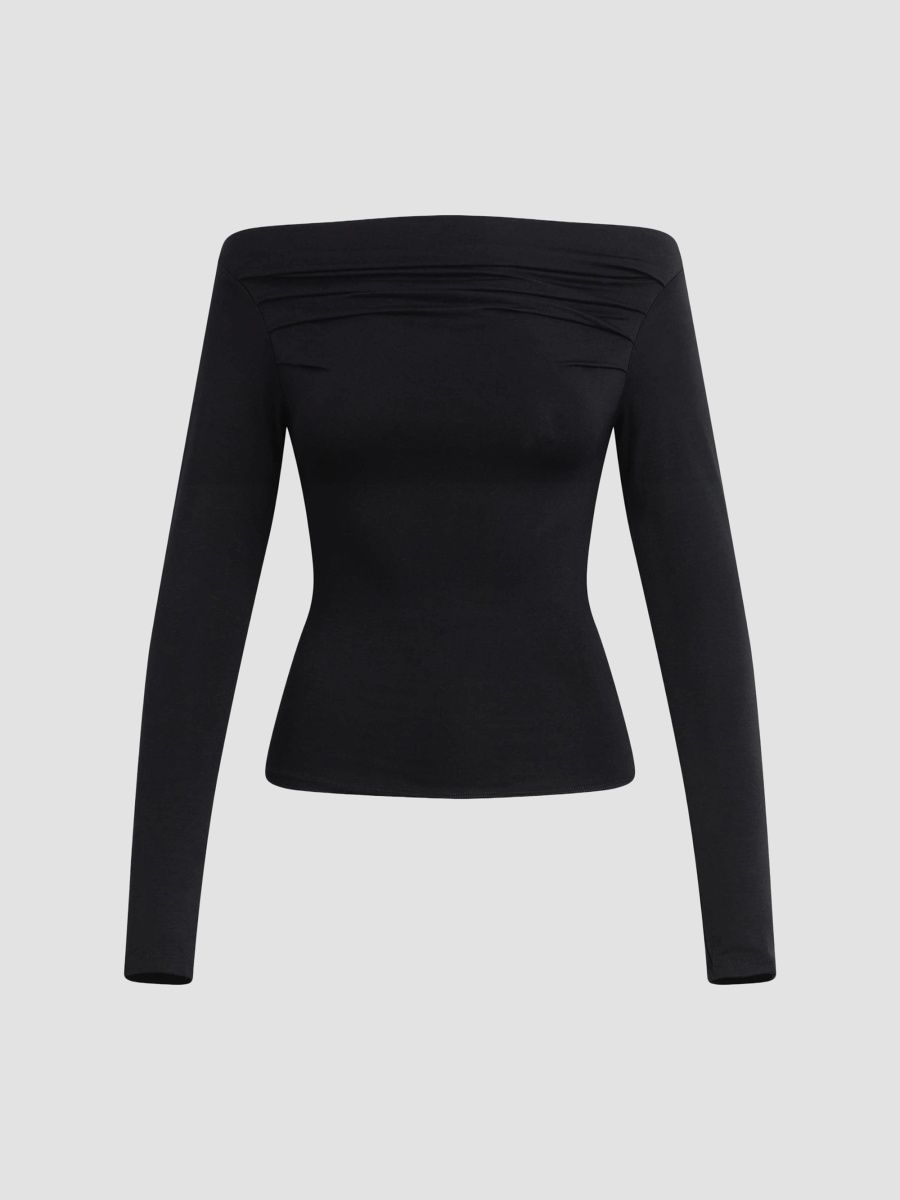Joe's Jeans Women's The Pleated Off-the-Shoulder Top - Black - Size XS