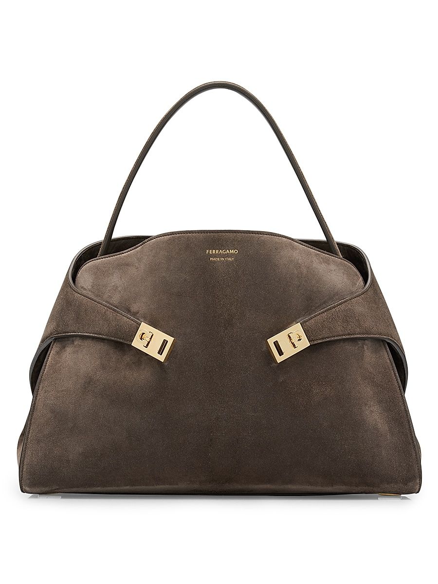 Women's Medium Hug Soft Suede Top Handle Bag - Concrete