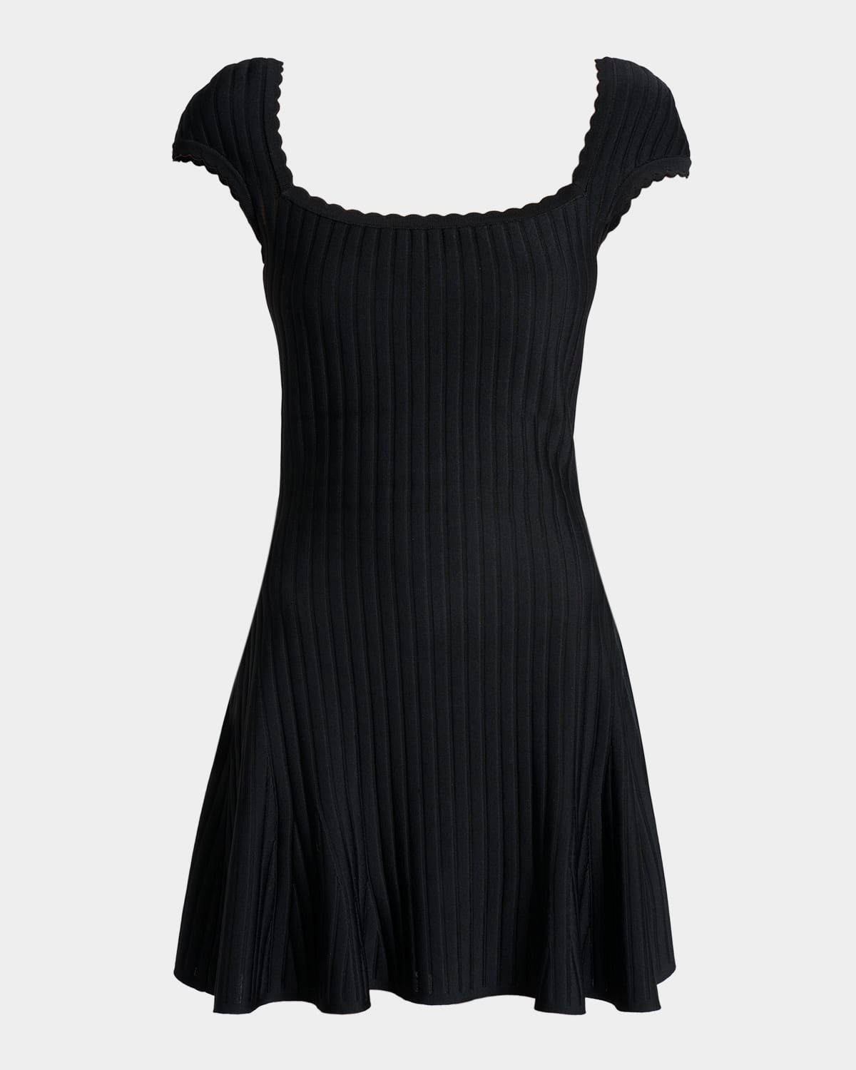 Cap-Sleeve Pleated Mini Dress