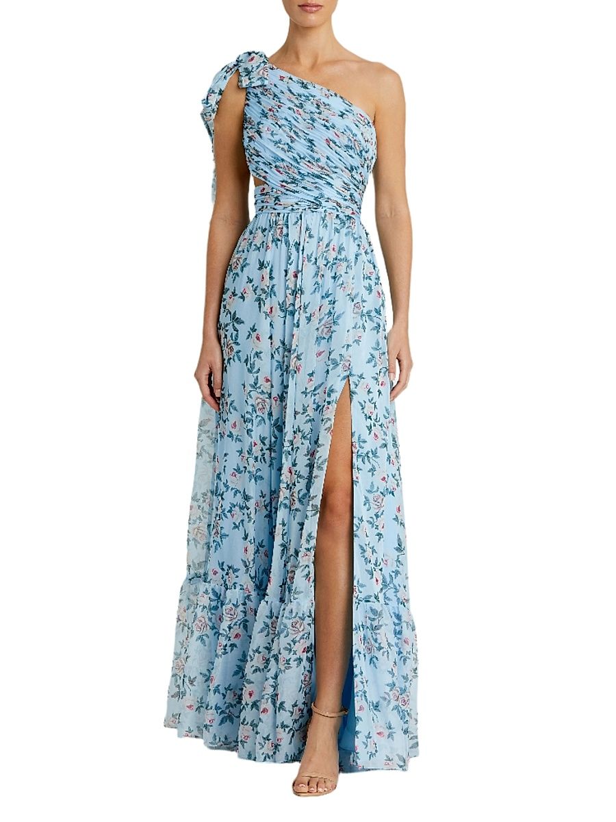 Women's Ieena Floral Chiffon Gown - Aqua Multi - Size 12