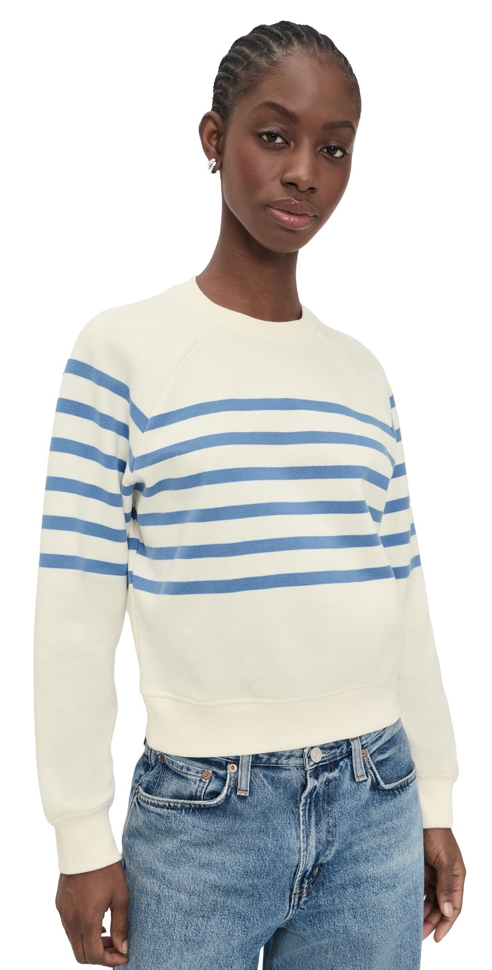 Marine Layer Cloud 9 Pullover Antique White/Blue Stripe L