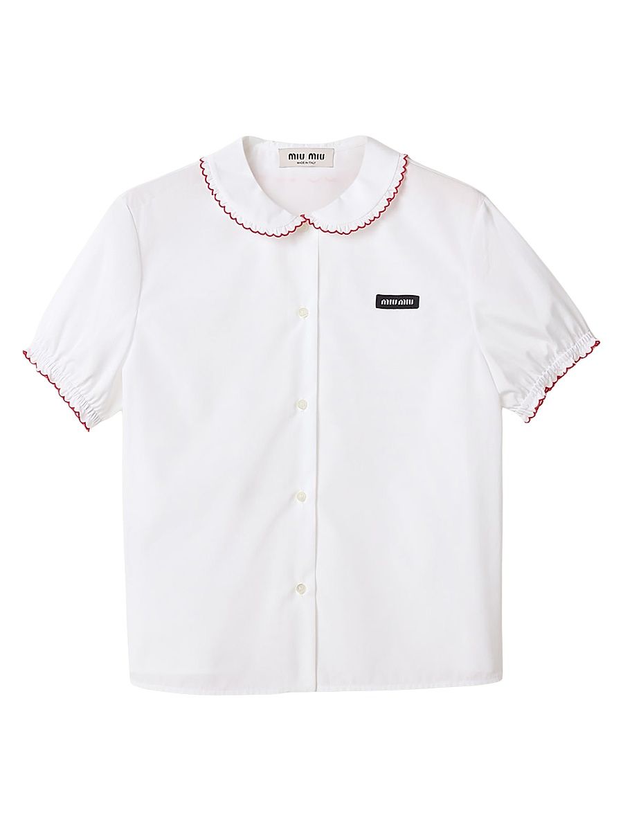 Women's Embroidered Poplin Shirt - White - Size 4