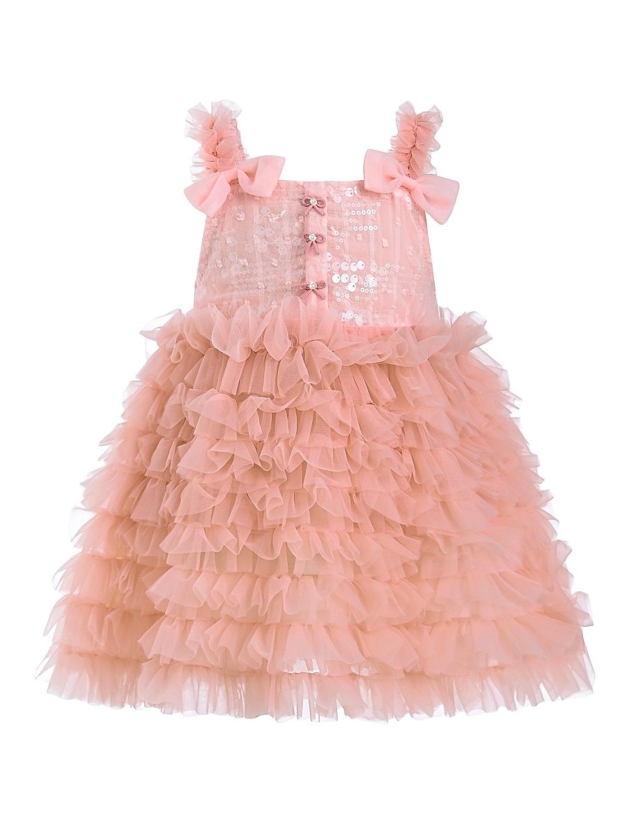 Little Girl's Bow Tiered Tulle Dress - Pink - Size 24 Months