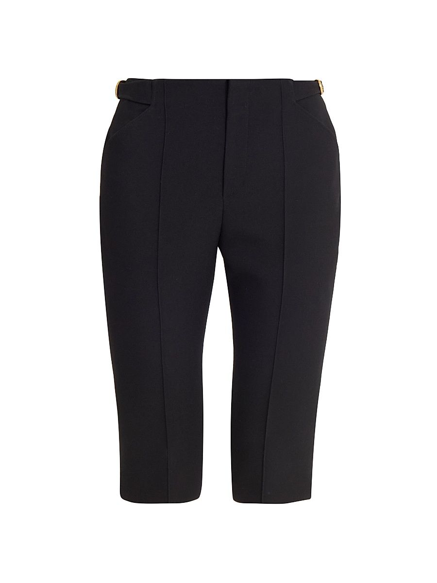 Women's Seamed Wool Capri Trousers - Black - Size 10
