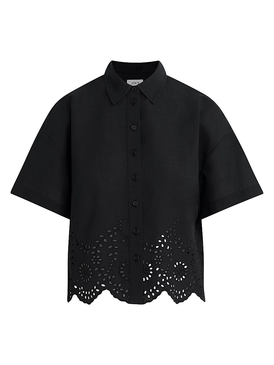 Women's The Eyelet Shirt - Black - Size XS