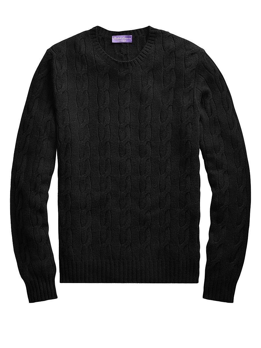 Men's Cableknit Cashmere Sweater - Black - Size XXL
