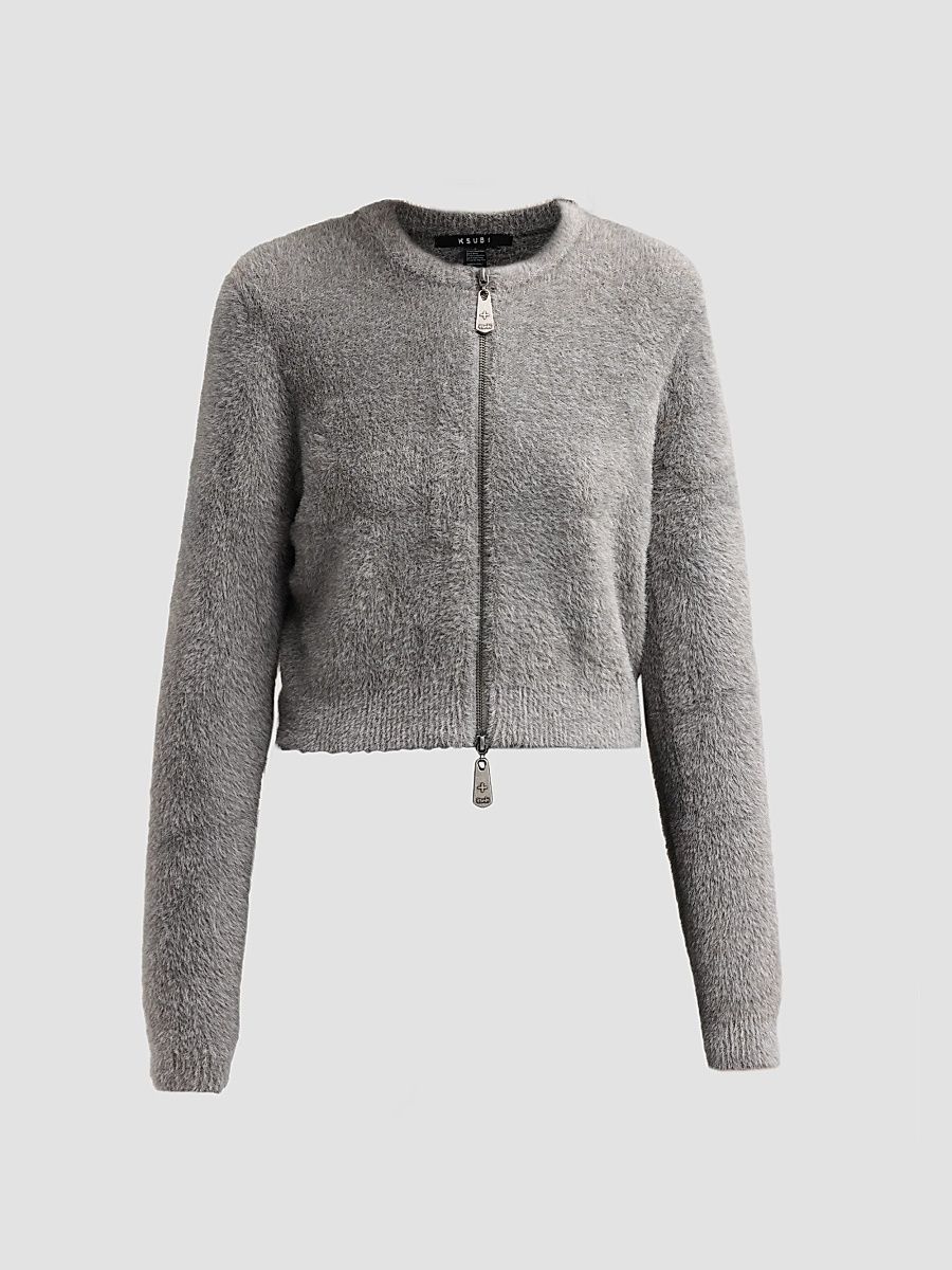 Ksubi Women's Fable Fluffy Knit Cardigan - Grey - Size Large