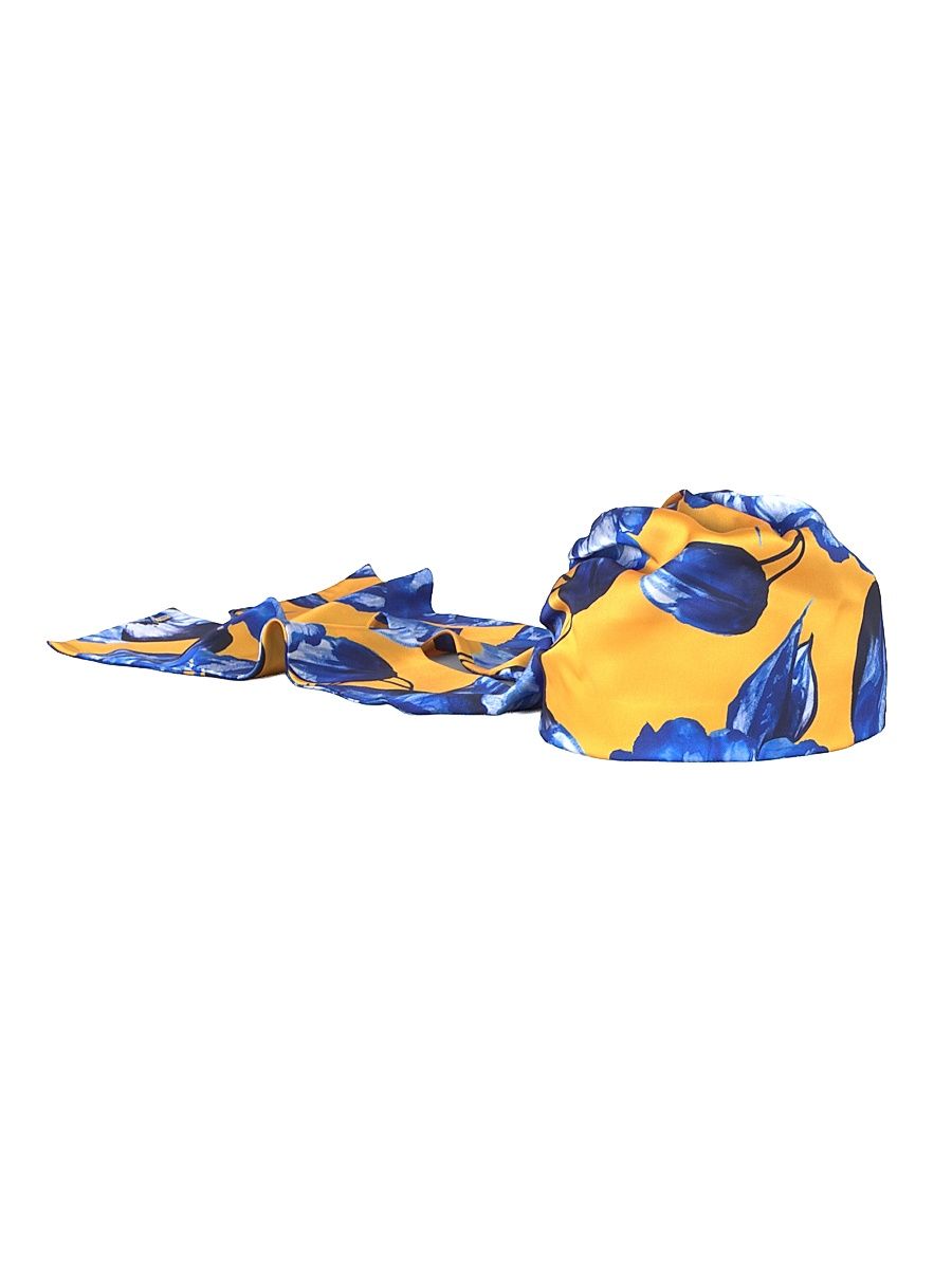 Women's Gigi Floral Satin Head Scarf - Papaya Cobalt