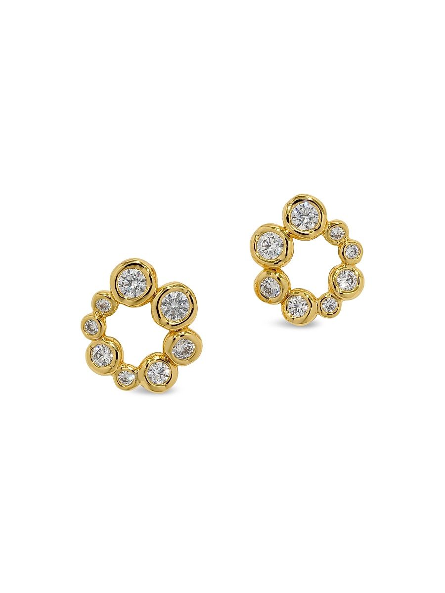Women's Asterales Bubble 14K-Gold-Plated & Cubic Zirconia Stud Earrings - Gold