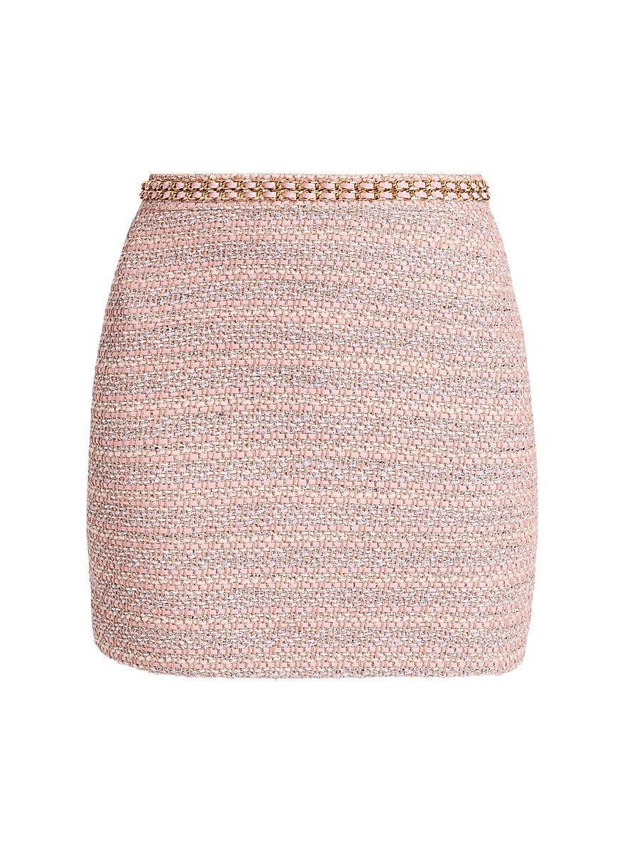 Women's Stella Chain-Trim Tweed Miniskirt - Pink Multi - Size 10