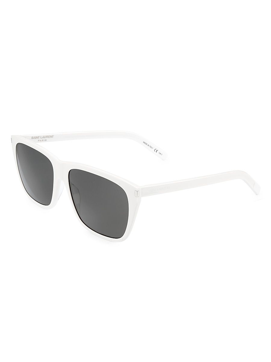 Men's Classic 57MM Rectangular Sunglasses - Ivory