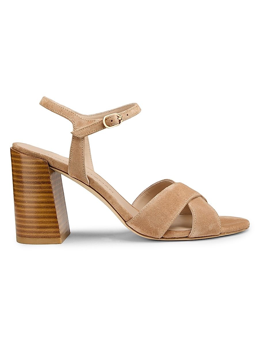 Women's Alyssa 85MM Crisscross Suede Sandals - New Camel - Size 9.5