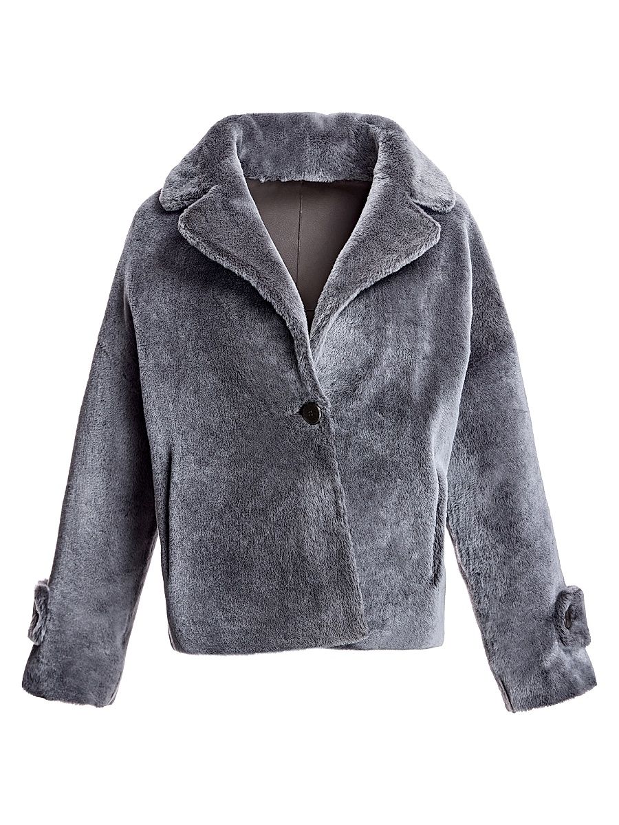 Women's Dyed Shearling Lamb Reversible Jacket - Wood - Size Large