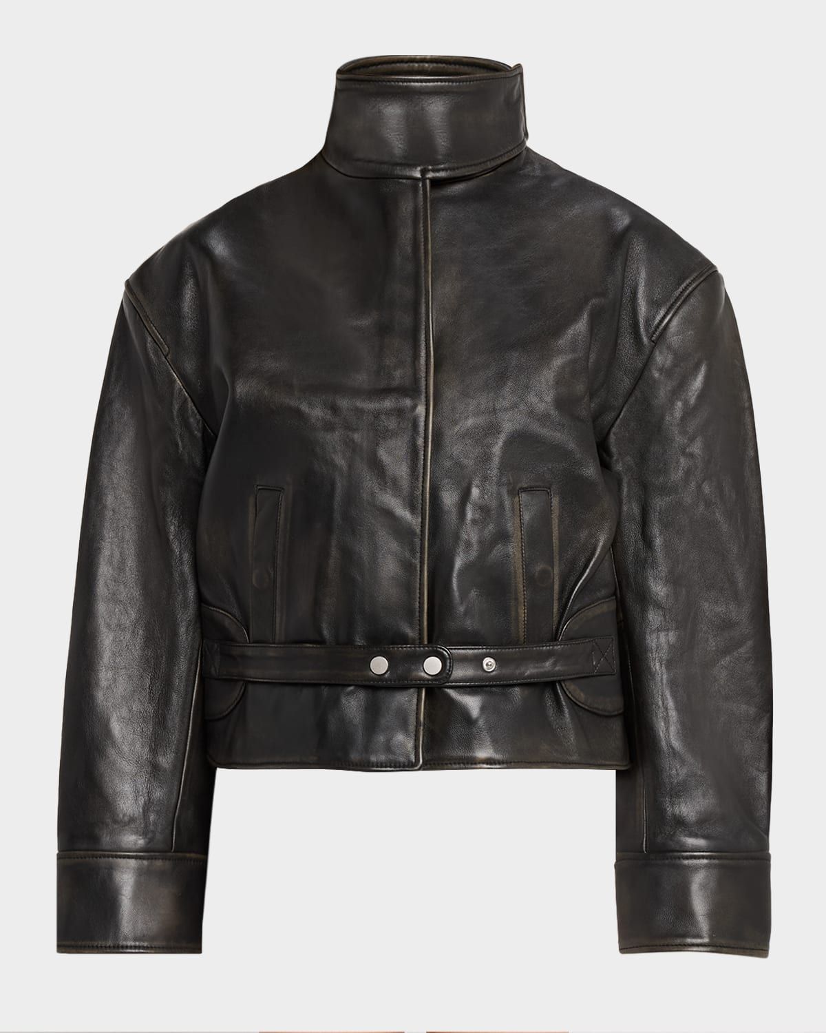 Eddie Burnished Leather Moto Jacket