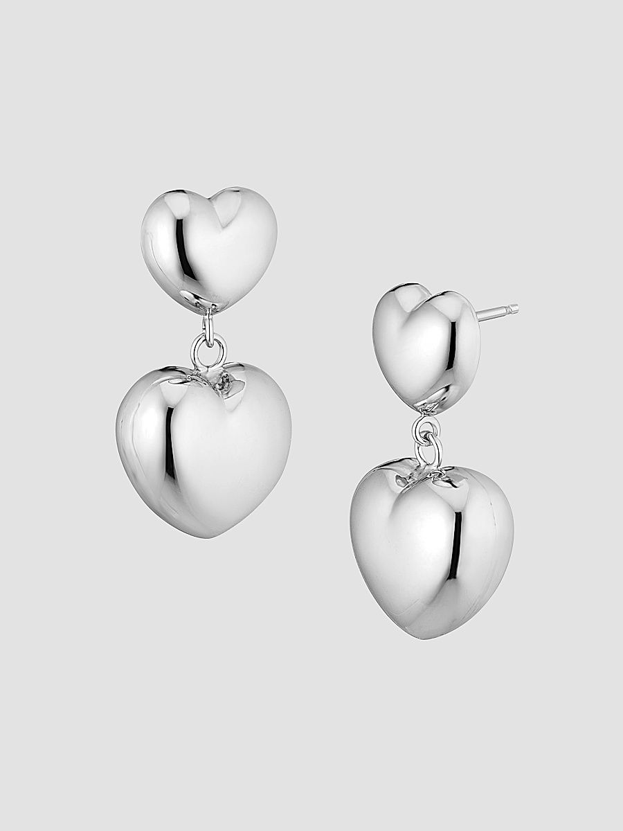 Women's Lover Statement Drop Earrings in Sterling Silver - Silver