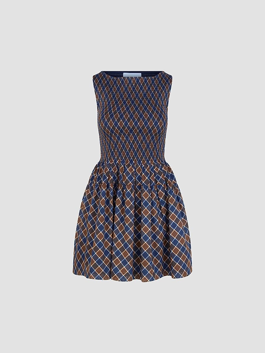 Hill House Home Women's The Cosima Mini Nap Dress - Wilshire Plaid Chocolate - Size XL
