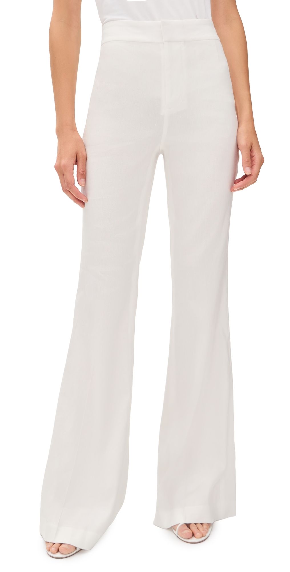 ALICE + OLIVIA Linden Bootcut Trousers Off White 8