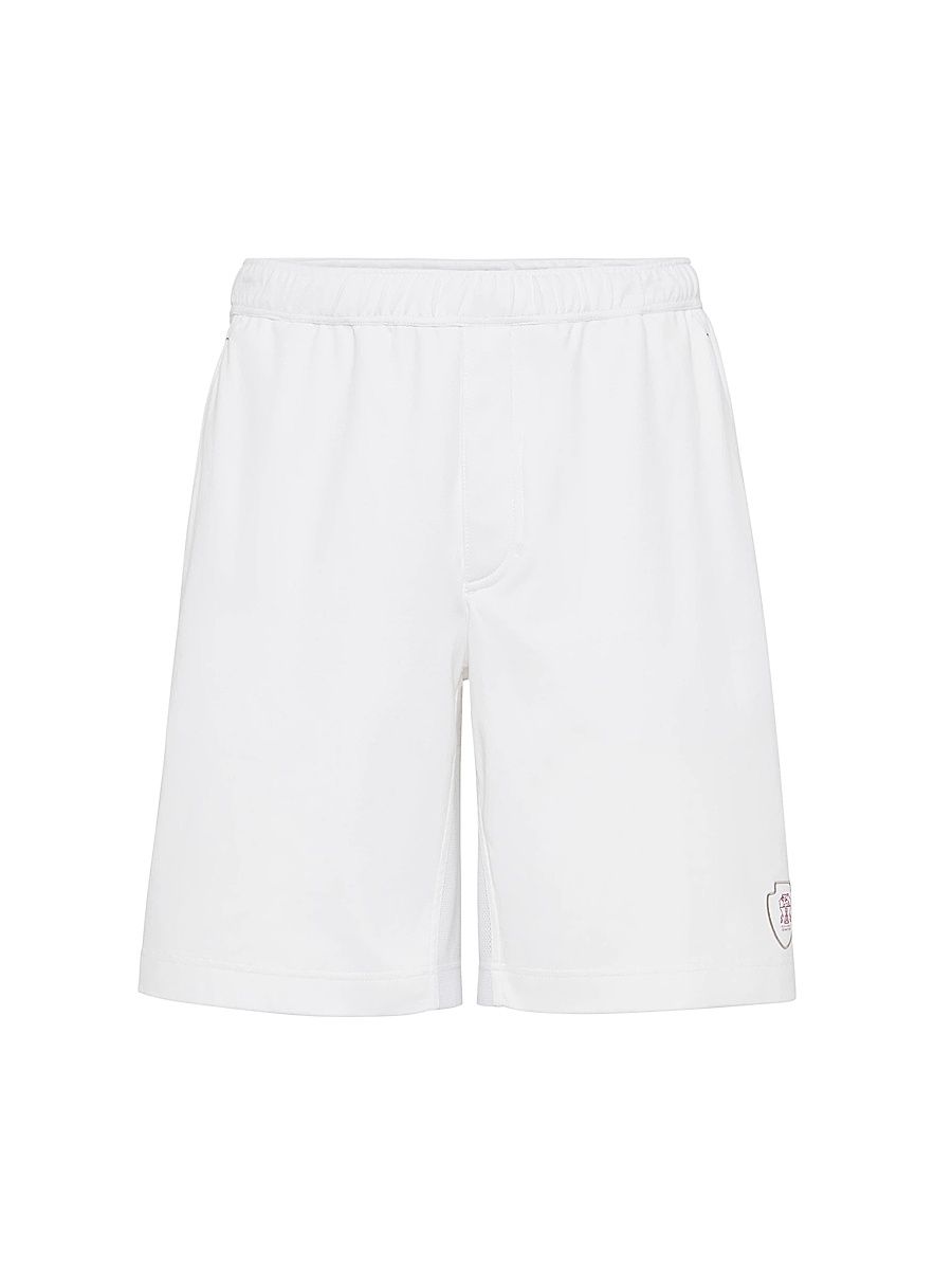 Men's Cotton Interlock Shorts with Logo - White - Size XS