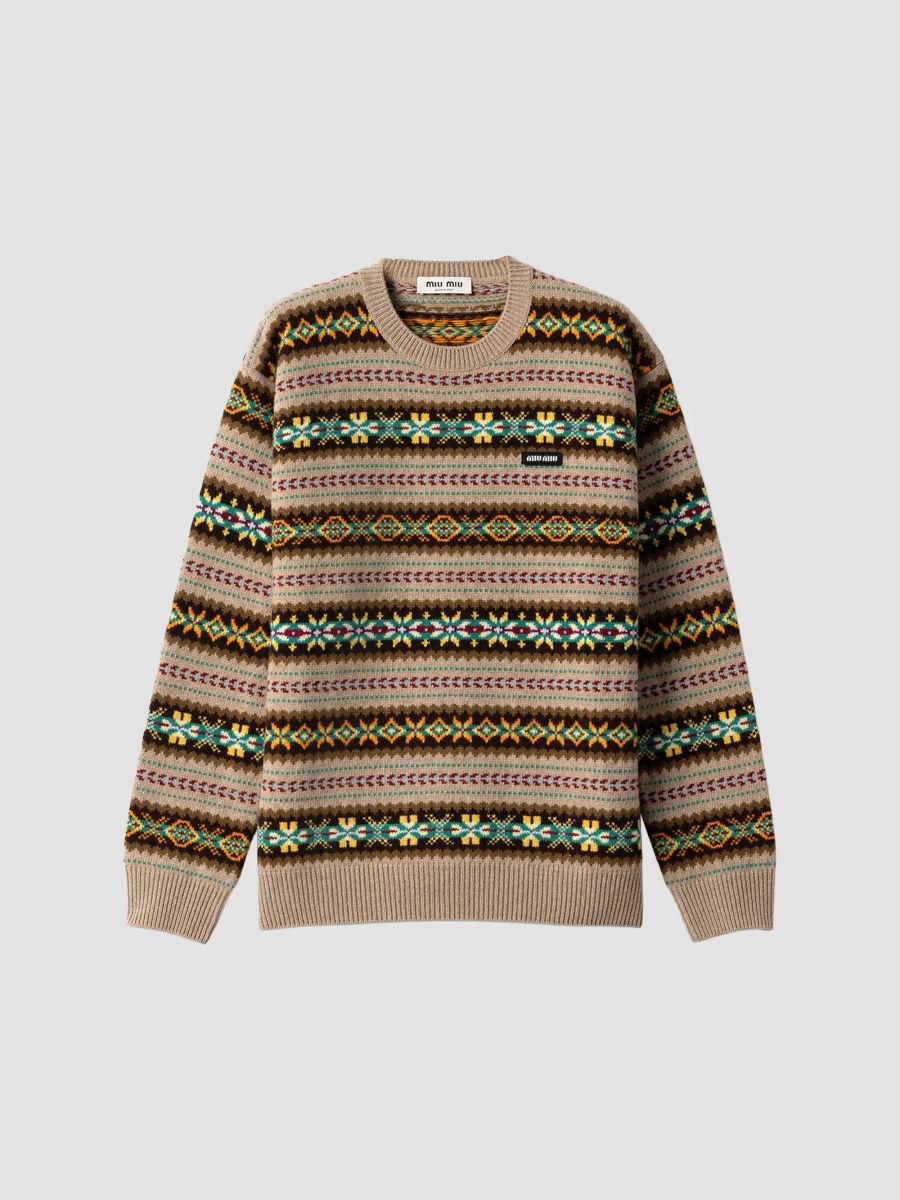 Miu Miu Women's Wool Sweater - Beige Khaki - Size 6