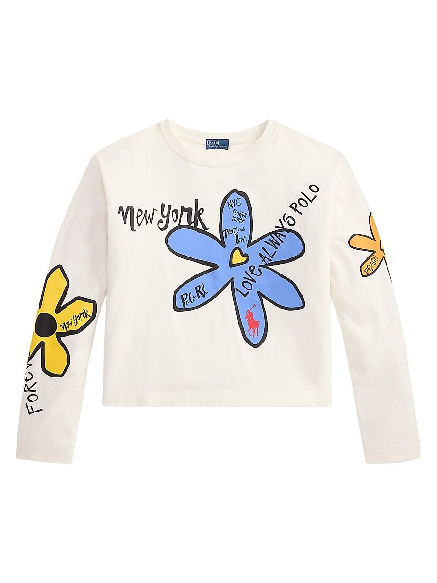 Women's Floral NY Logo Long-Sleeve T-Shirt - Nevis - Size XS