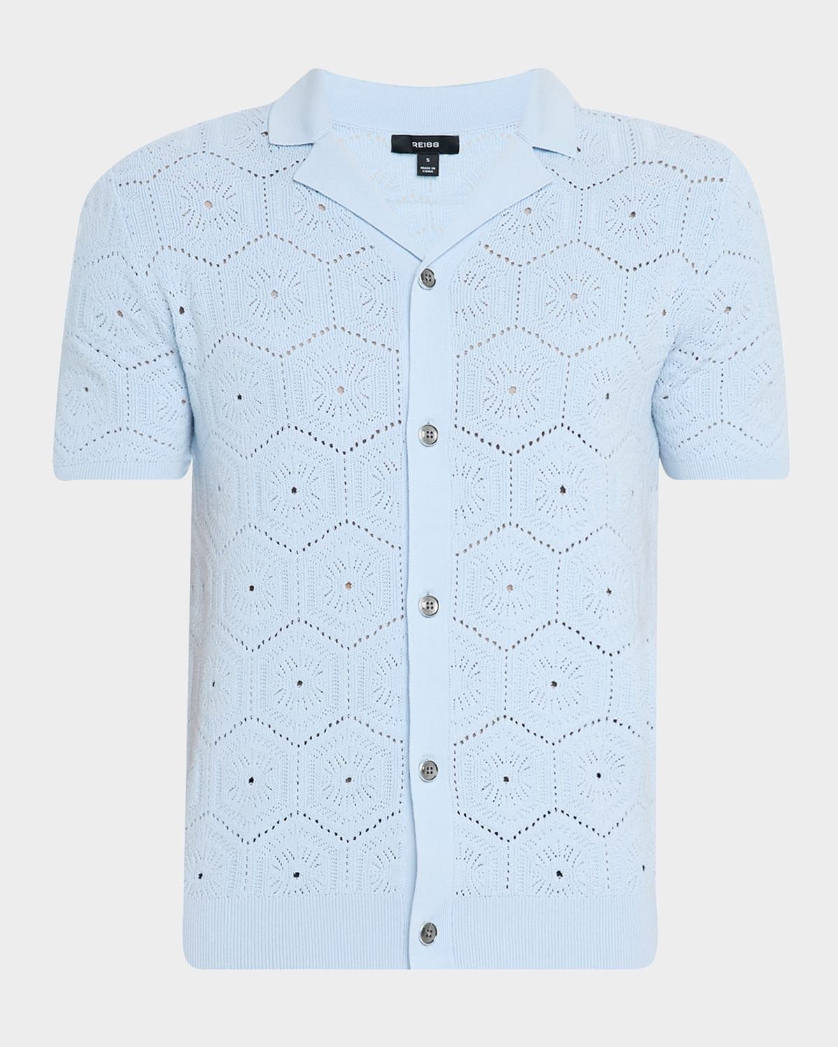 Men & apos;s Royce Geometric Crochet Camp Shirt