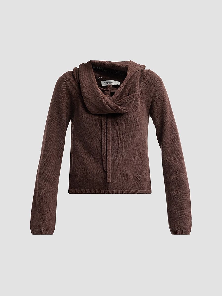 Women's Cambria Wool-Cashmere Cowlneck Top - Chocolate - Size Large
