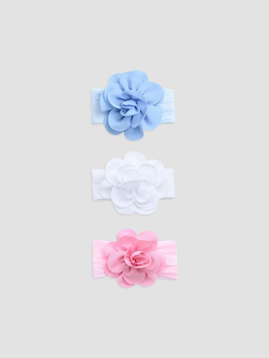 Mimi Tutu Girl's Girl's Elastic Floral Headband Set - Blue White Pink