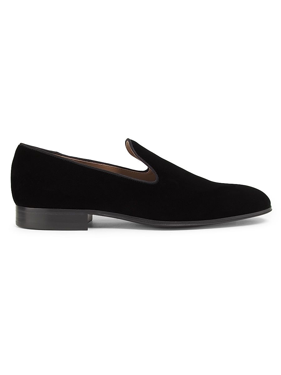 Men's Satin Velvet Loafers - Black - Size 13