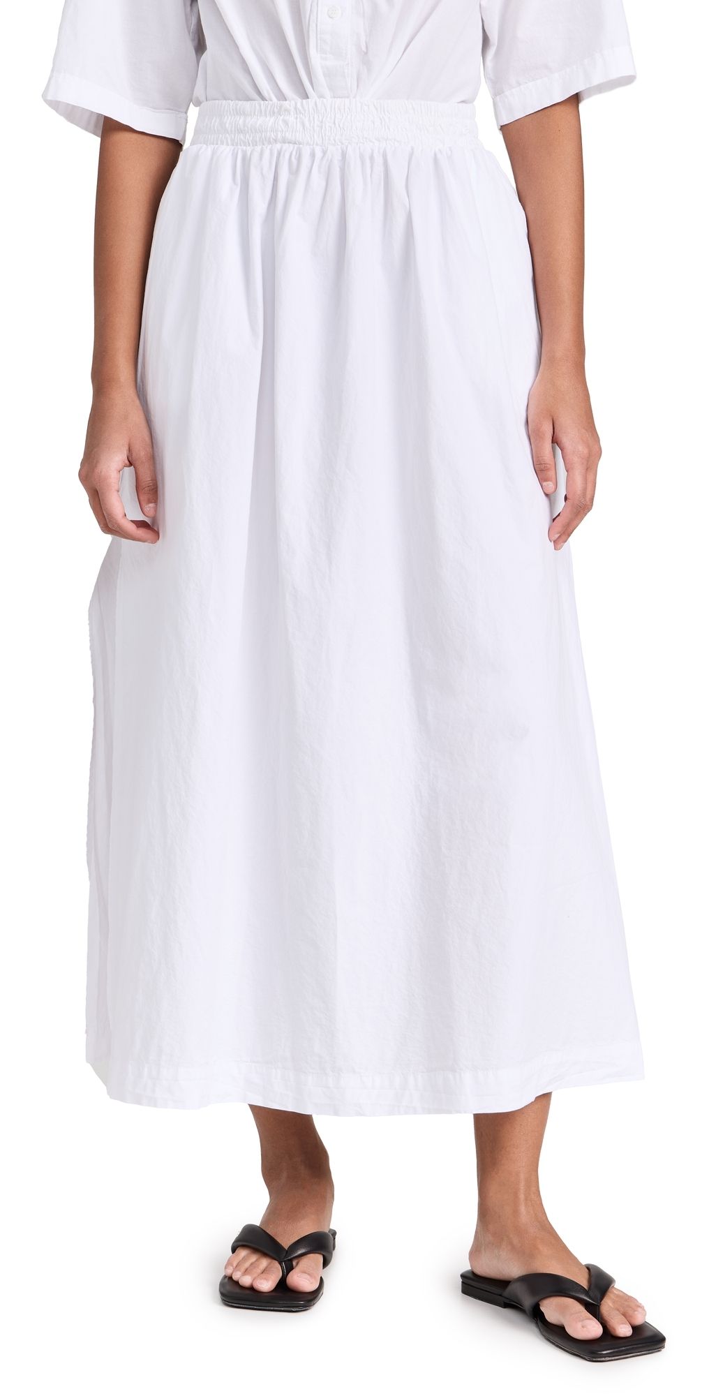 Stateside Fine Poplin Double Maxi Skirt White S