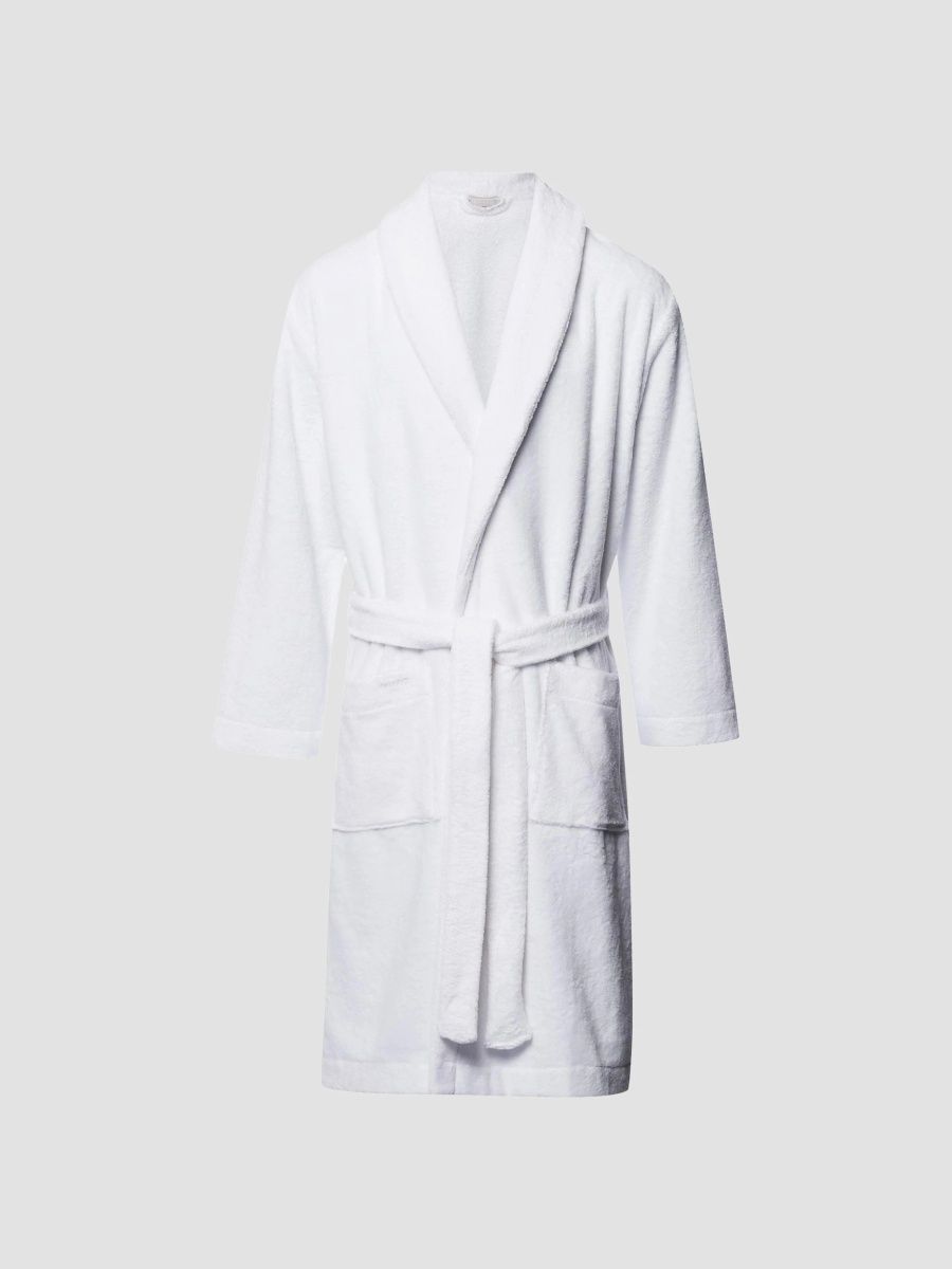 Hanro Men's Plush Cotton Terry Velour Robe - White - Size XL