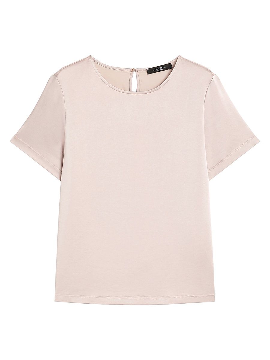 Women's Satin and Jersey T-Shirt - Powder - Size Medium