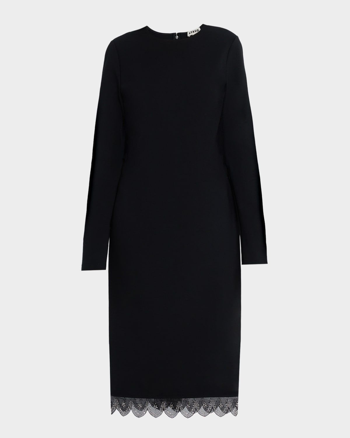 Hunter Beaded Scallop-Hem Crepe Dress