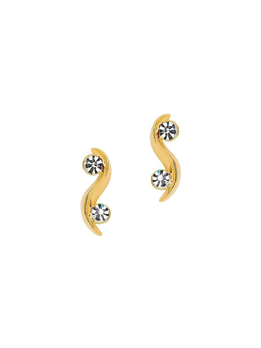 Women's 24K-Gold-Plated & Glass Crystal Wave Stud Earrings - Crystal