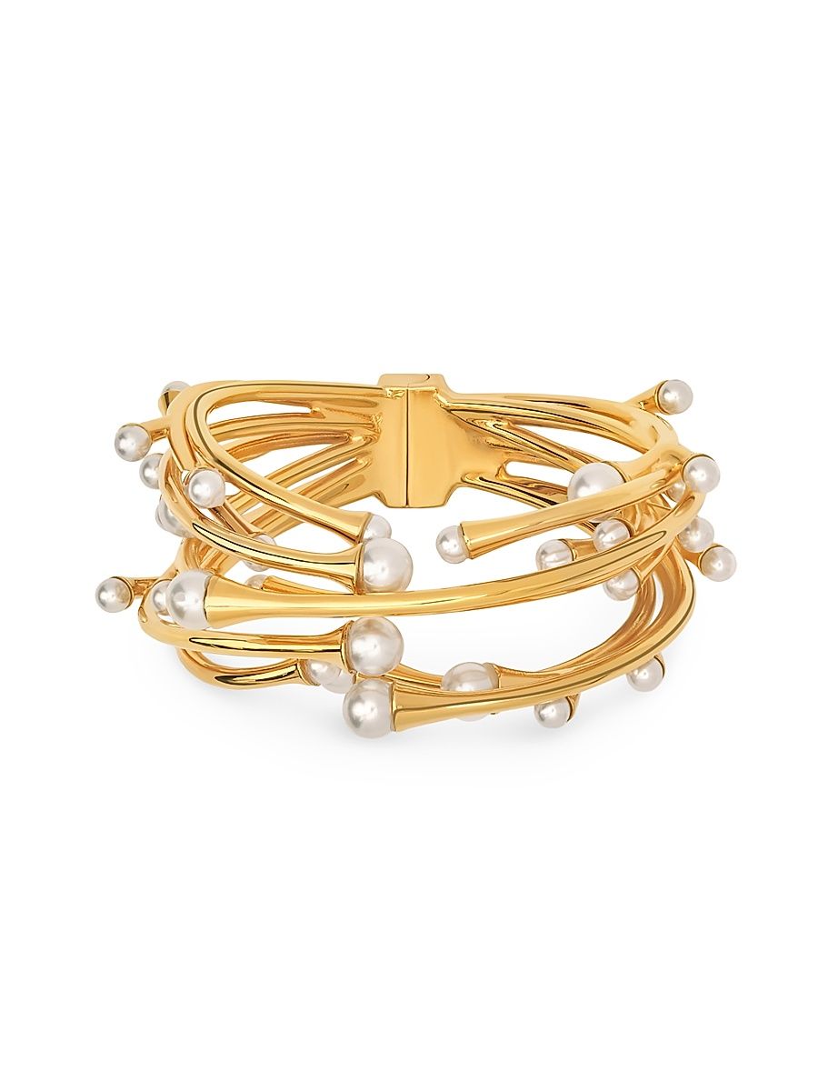 Women's 24K-Gold-Plated & Imitation Pearl Nest Cuff - Pearl