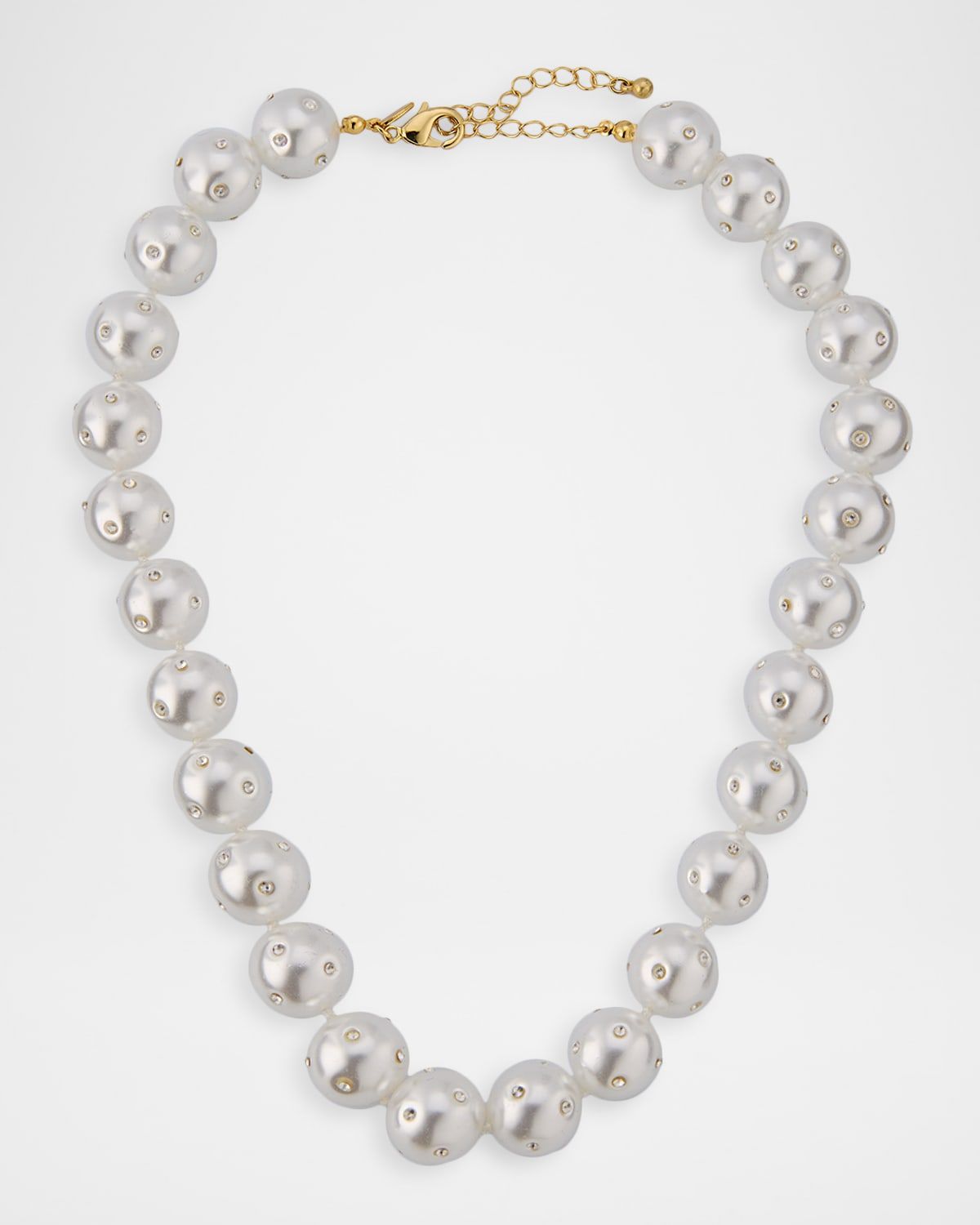Crystal Dot Pearly Beaded Necklace