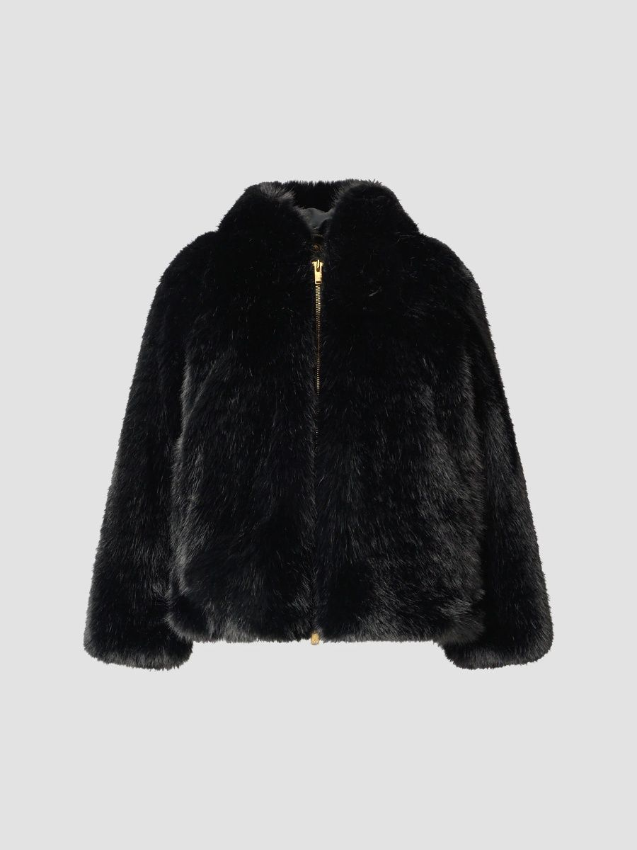 Moose Knuckles Women's Bunny Ember Faux Fur Jacket - Black - Size Medium