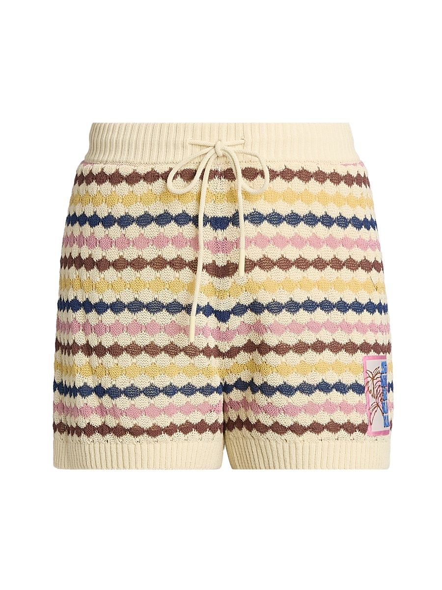 Women's Awaken Scallop Knit Shorts - Multi Stripe - Size 0