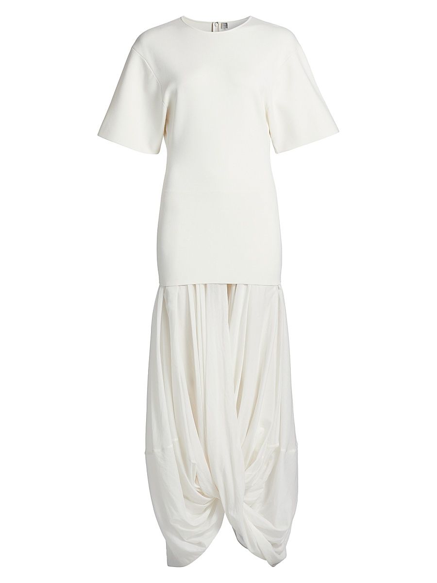 Women's Sculptural Crewneck Combo Maxi Dress - White - Size Medium