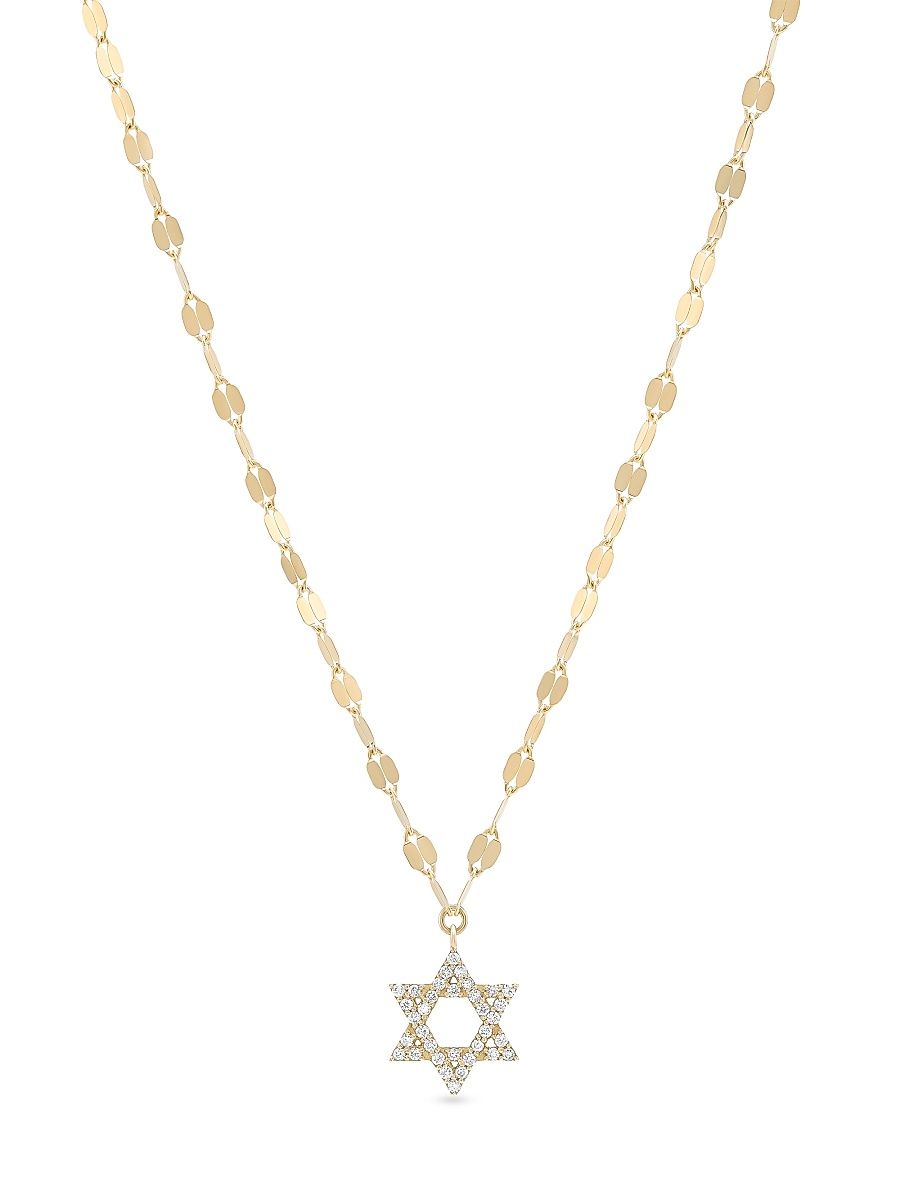 Women's 14K Yellow Gold & 0.09 TCW Diamond Star Of David Pendant Necklace - Yellow Gold