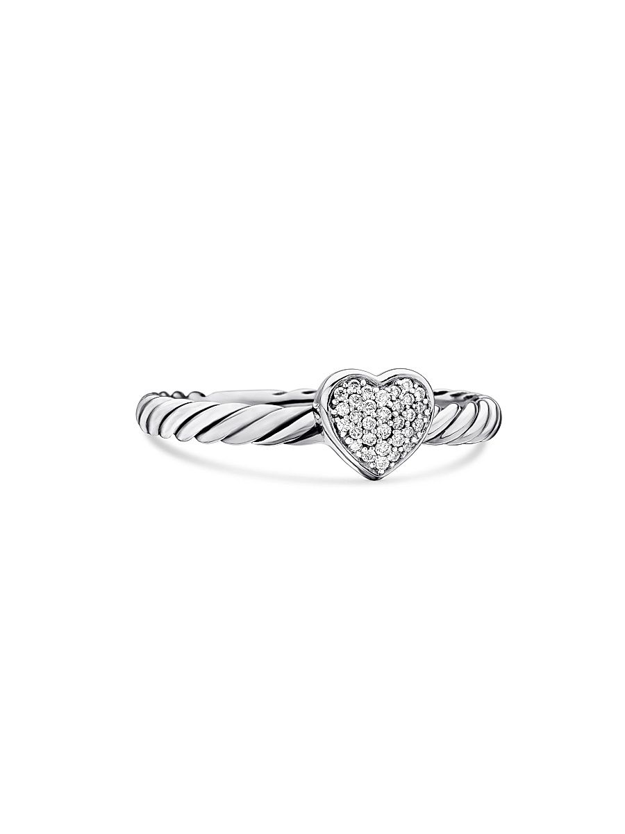 Women's Cable Collectibles Heart Ring With Diamonds - Diamond - Size 9