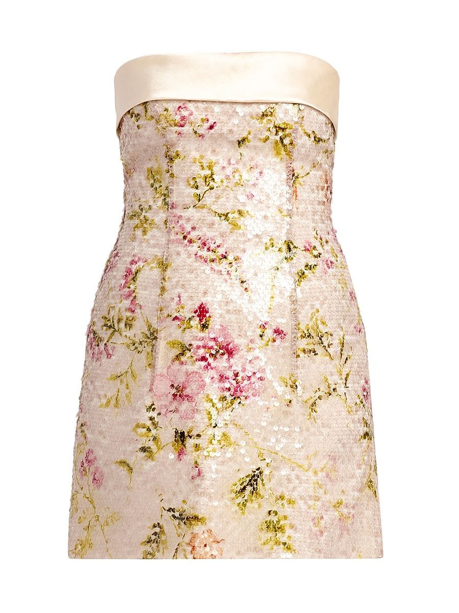 Women's Floral Sequined Minidress - Size 8