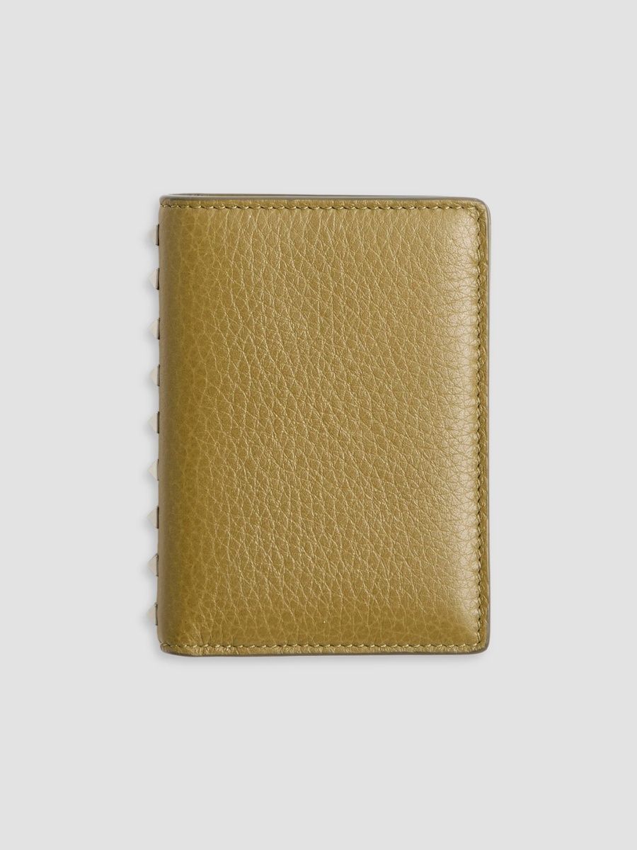 Valentino Men's Rockstud Cardholder in Grainy Calfskin - Matcha