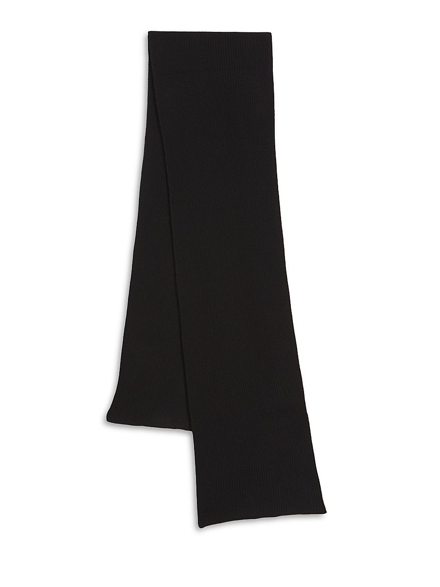 Men's Rib-Knit Cashmere Scarf - Black