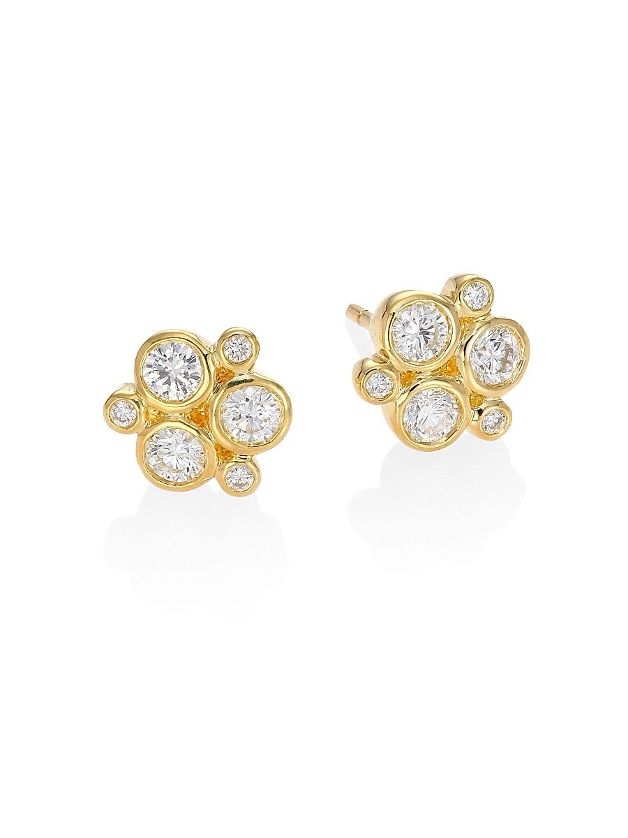 Women's Florence86 Trio Diamond & 18K Yellow Gold Stud Earrings - Gold