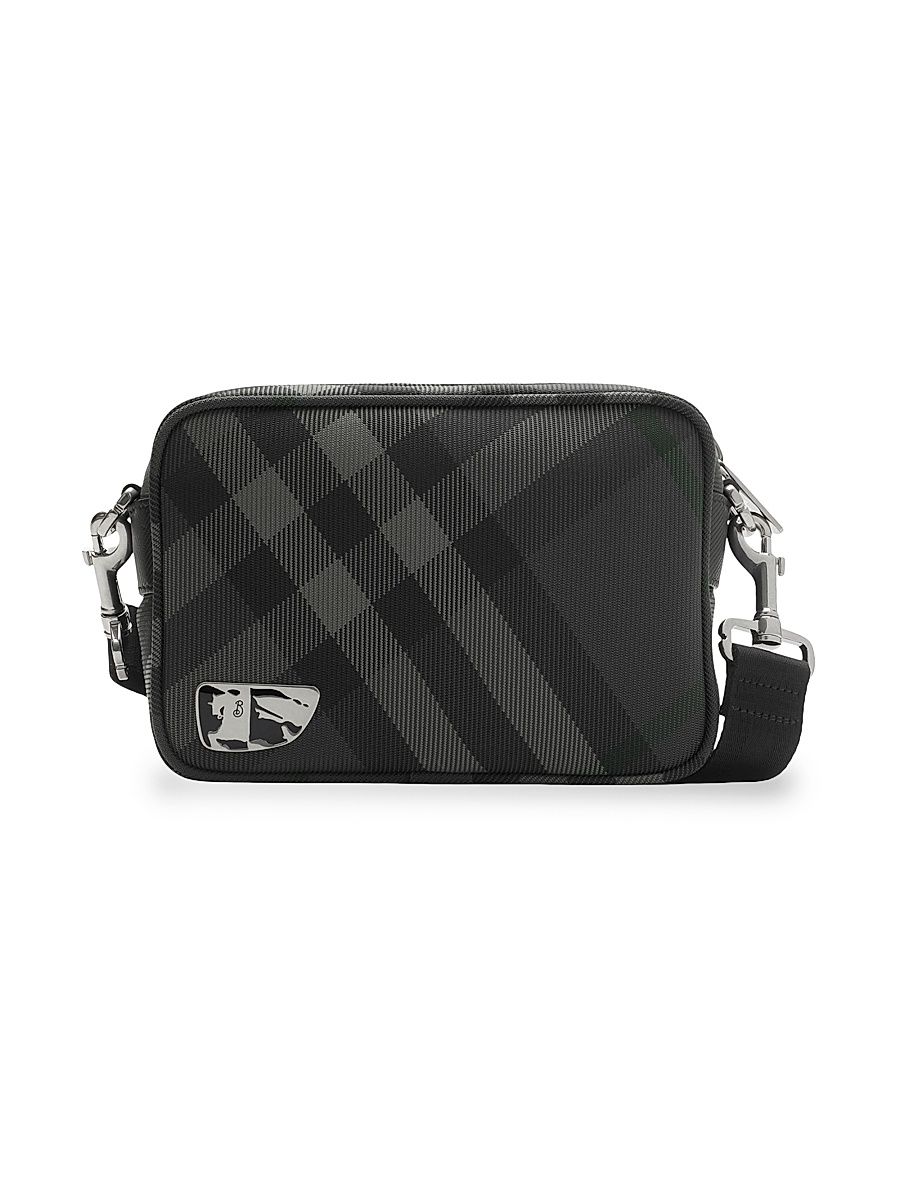 Men's Check Phone Bag - Charcoal