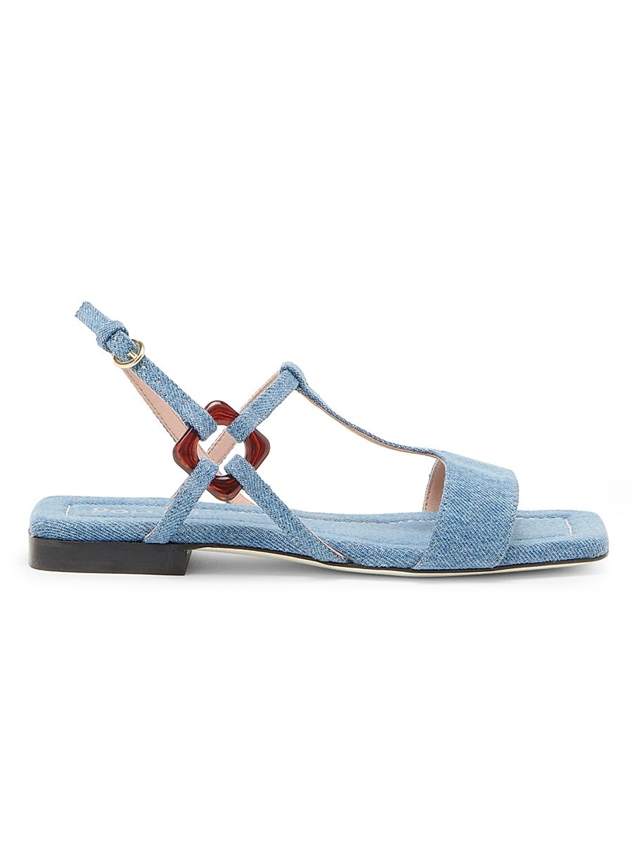 Women's Between the Lines Denim T-Strap Sandals - Denim - Size 11