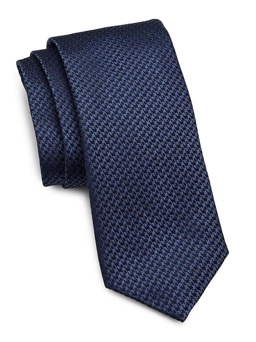 Men's Houndstooth Silk Tie - Blue