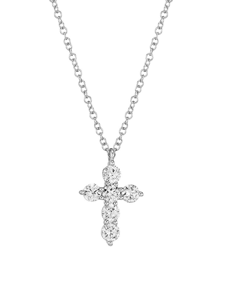 Women's 14K Gold & 0.50 TCW Diamond Cross Pendant Necklace - White