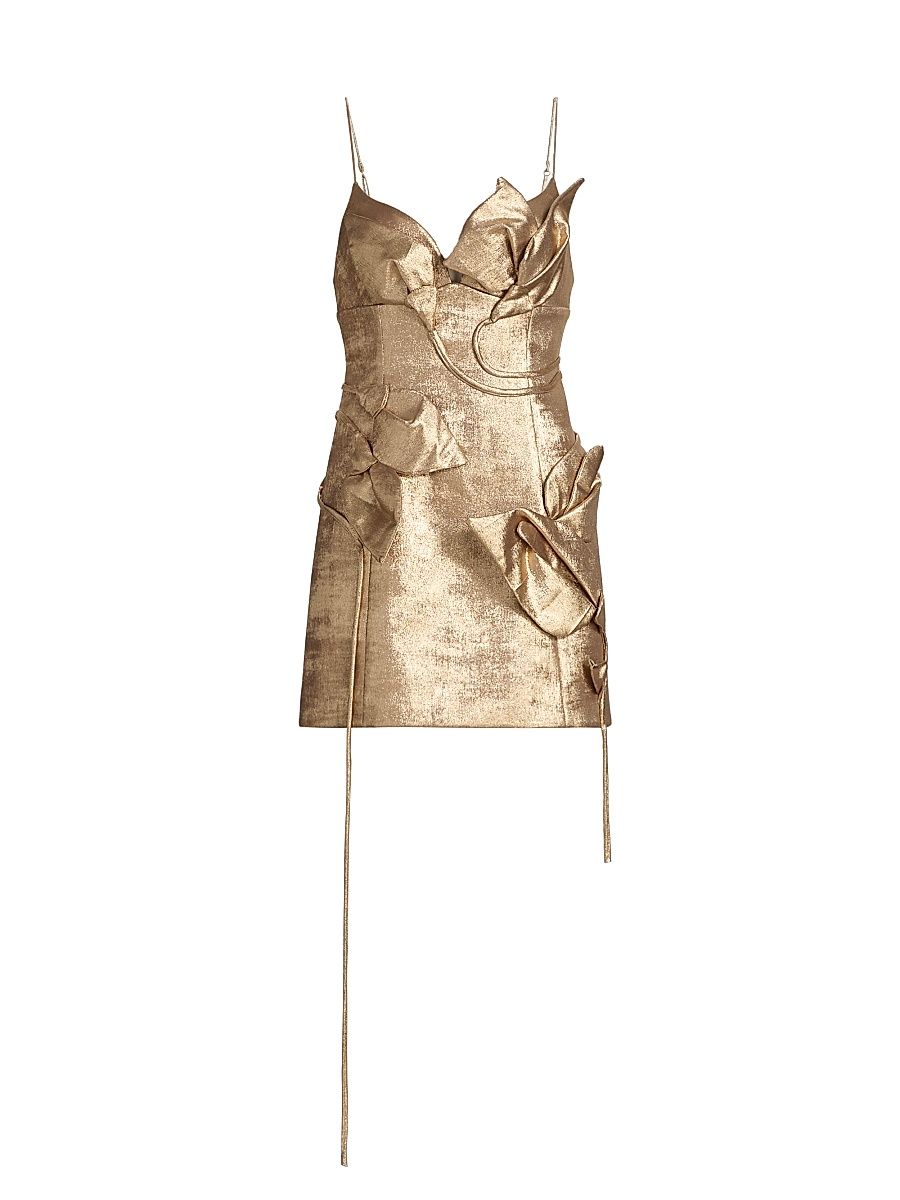 Women's Hillsome Metallic Floral Minidress - Gold - Size 12