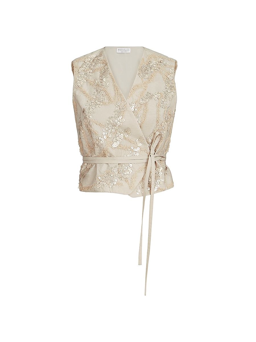 Women's Techno Cotton Poplin Vest - Beige - Size 14